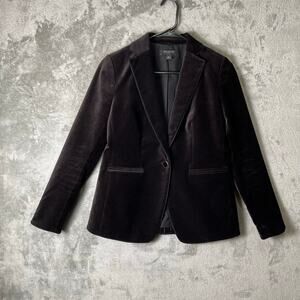 Ann Taylor Black The Hutton Blazer Jacket In Velvet Size 0 Petite Whimsigoth